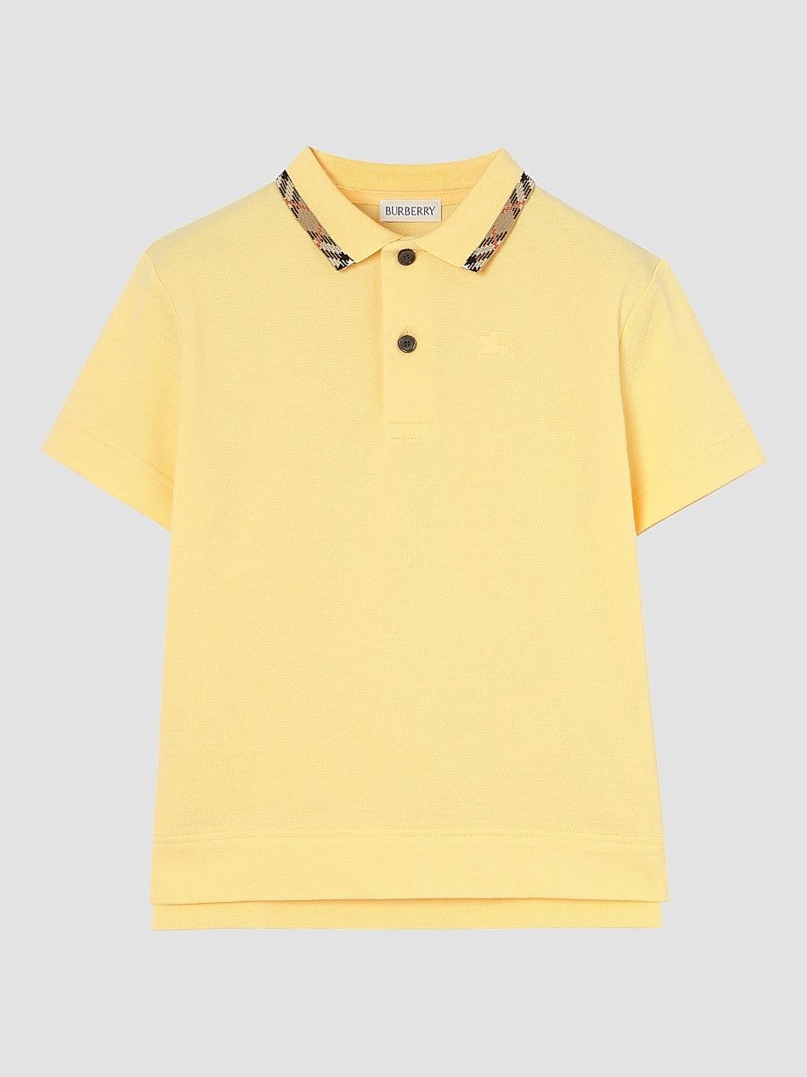 Little Boy's & Boy's Check-Trimmed Polo Shirt - Straw - Size 8