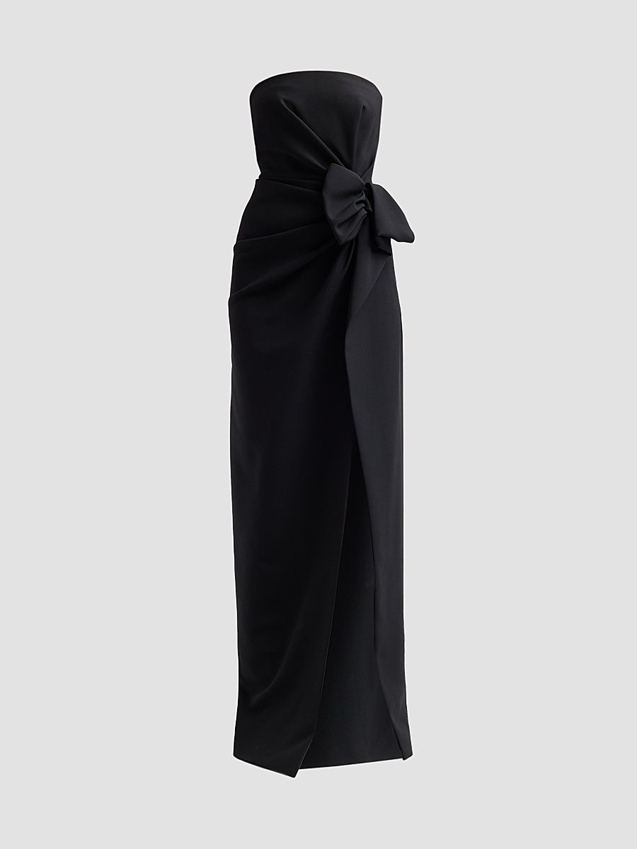 Women's Wool Broadcloth Origami Strapless Gown - Black - Size 10