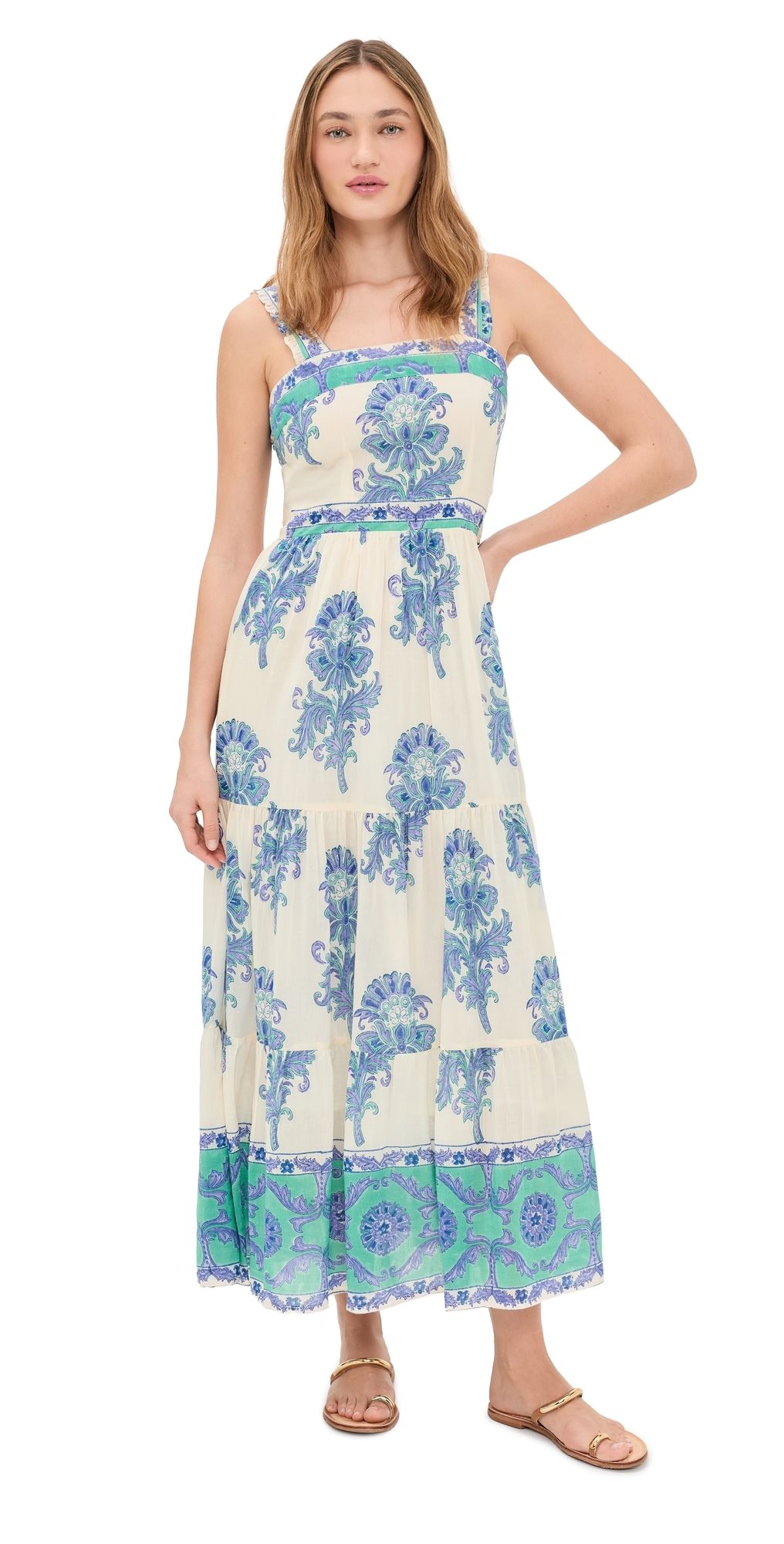 Bell Ophelia Maxi Dress Turquoise And Blue Motif M