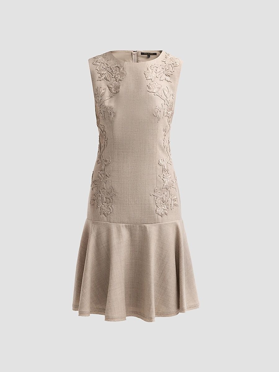 Women's Tate Wool Drop-Waist Knee-Length Dress - Oat - Size 10