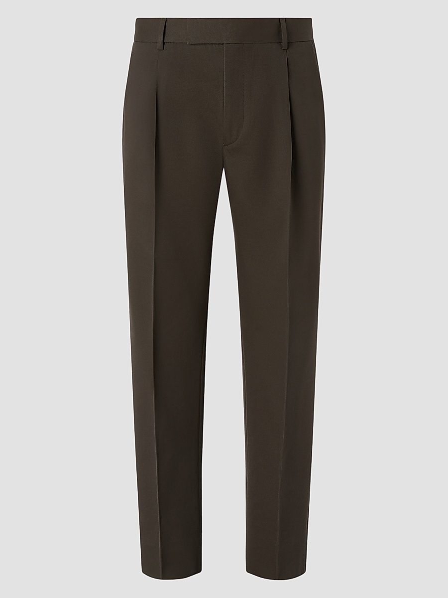 ZEGNA Men's Cotton and Wool Pants - Dark Olive Green - Size 35