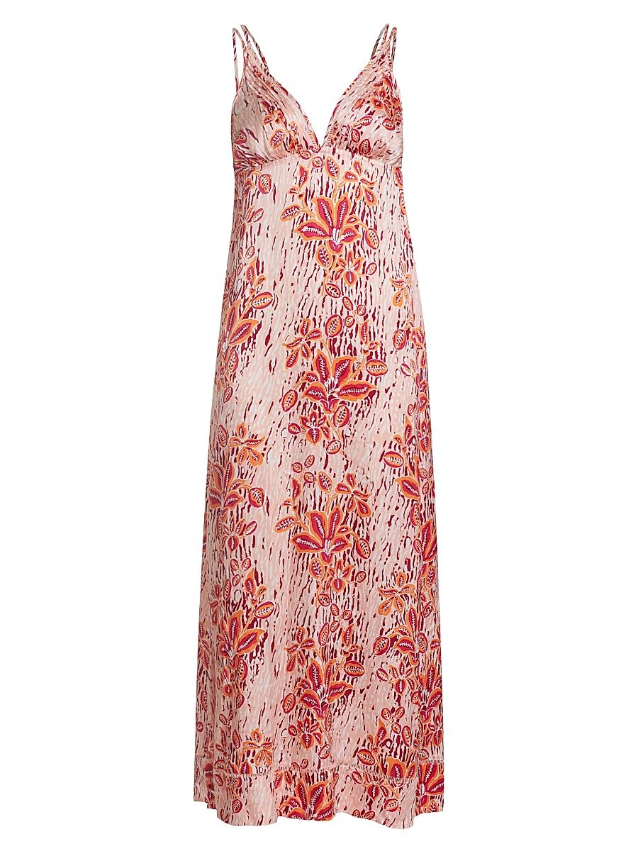 Women's Cassandra Floral Printed Maxi Dress - Pink Exotic Forest - Size XS
