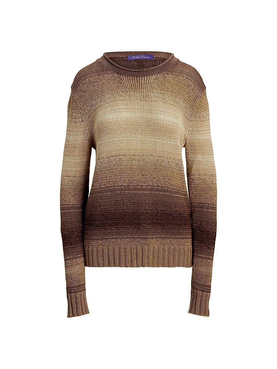 Women's Ombré Linen-Blend Sweater - Lux Tan Multi - Size Small