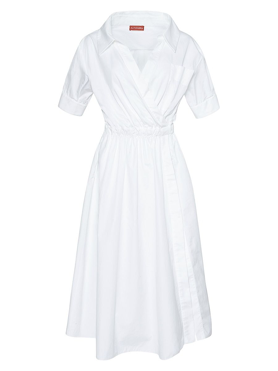 Women's Lydia Stretch-Cotton Midi-Dress - Optic White - Size 12