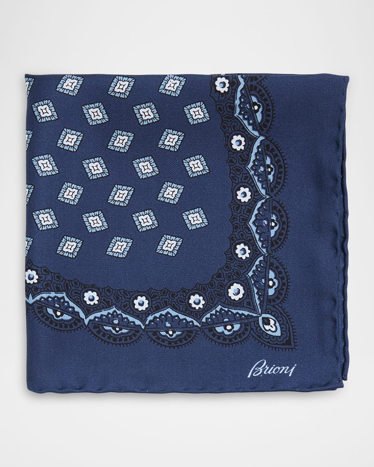 Men & apos;s Medallion-Print Silk Pocket Square