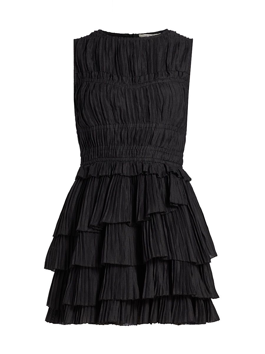 Women's Thalia Pleated Sleeveless Minidress - Black - Size XL