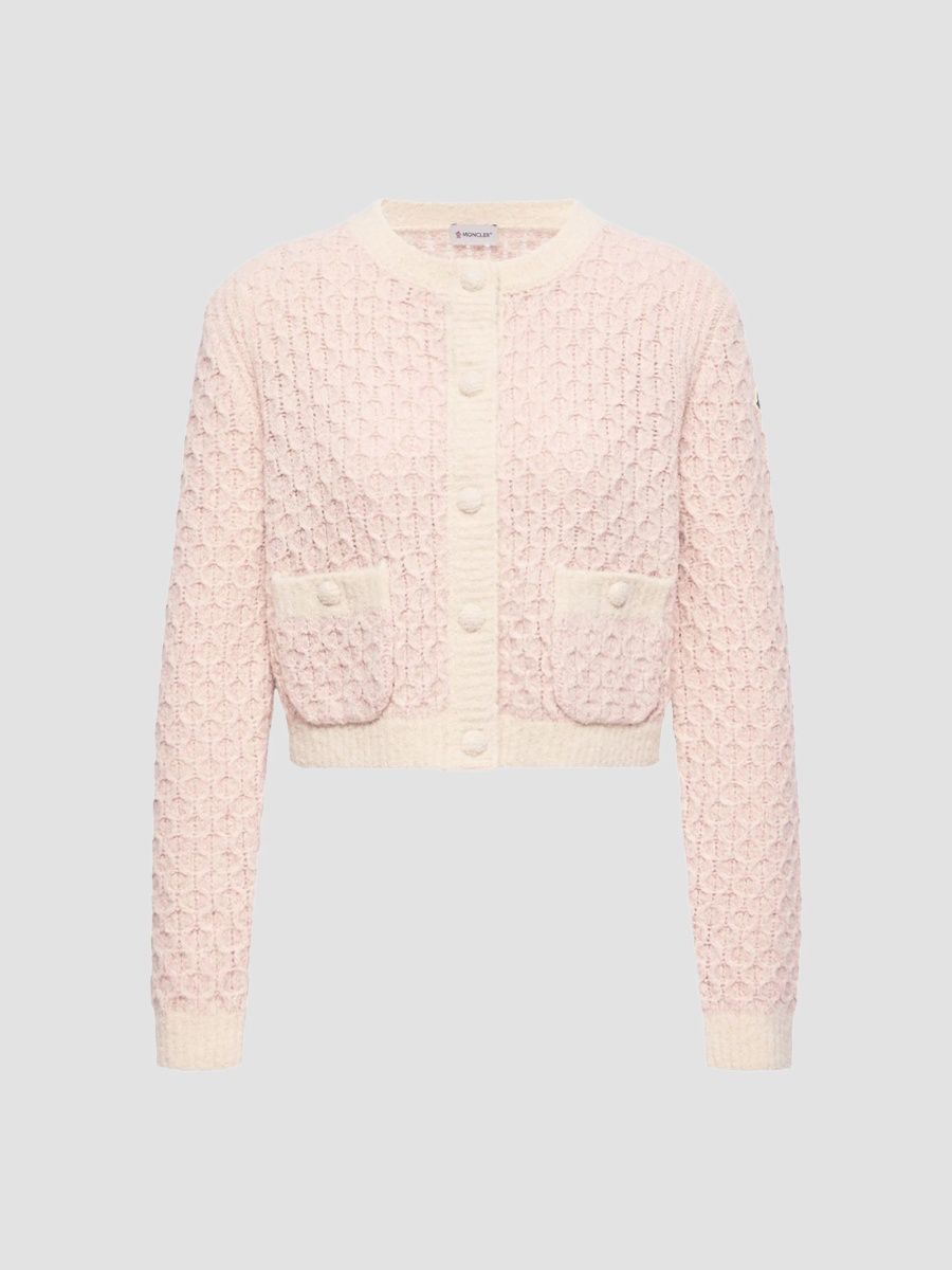 Moncler Women's Cardigan in Wool Blend - Light Pink - Size Medium