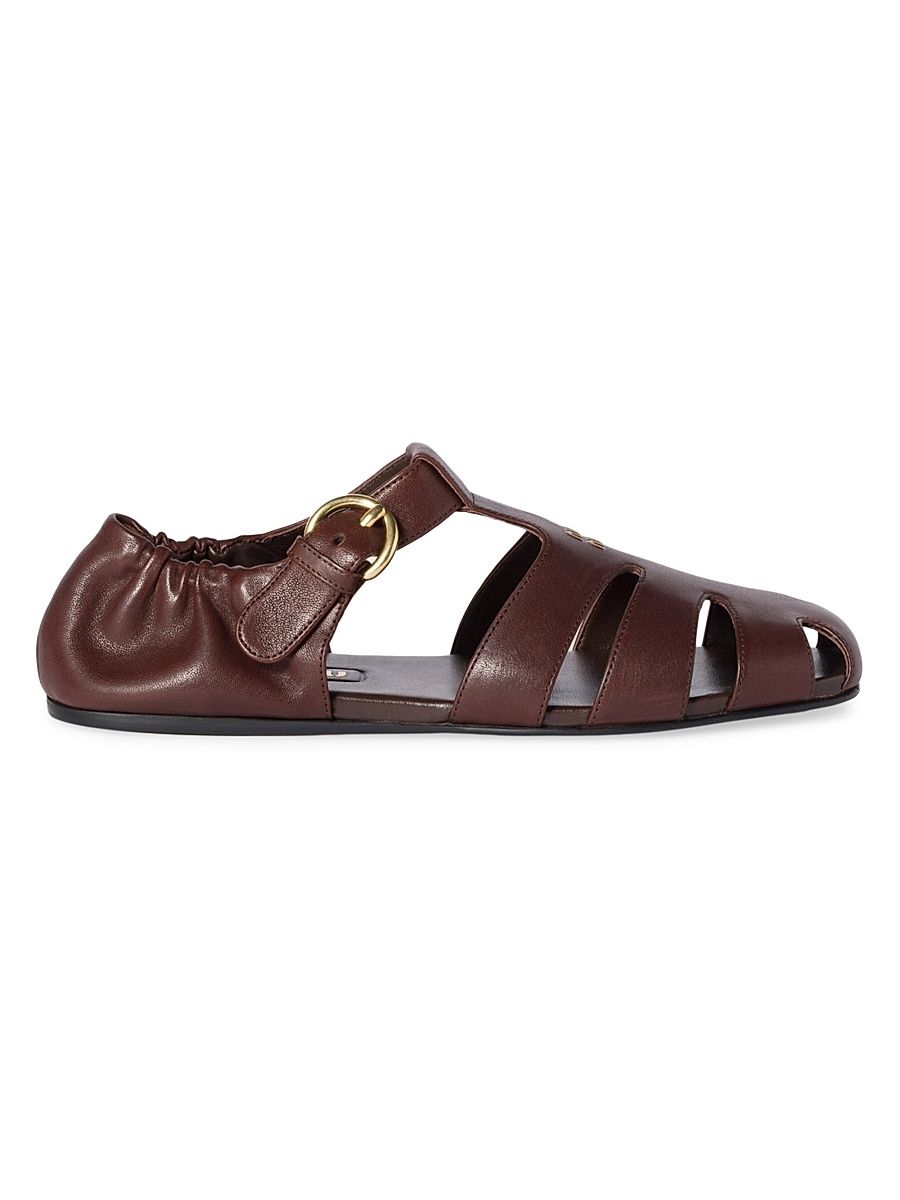 Women's Ruches Nappa Leather Fisherman Sandals - Brown - Size 10