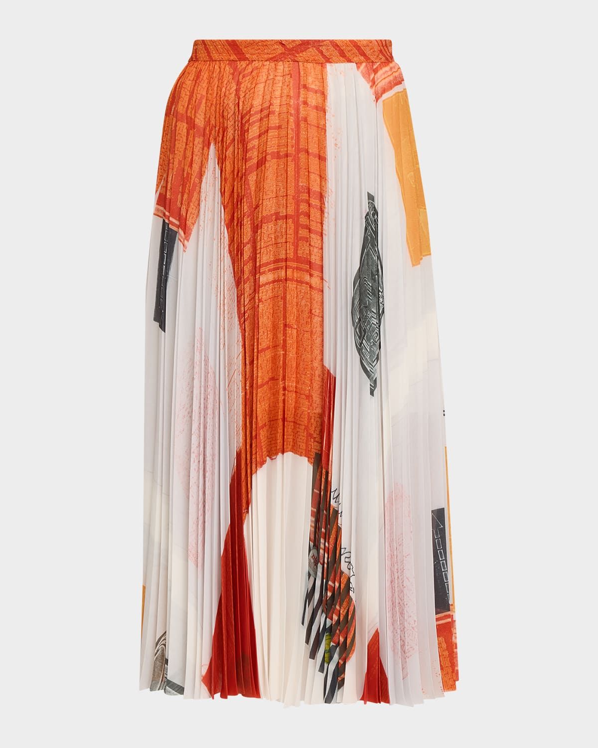 x Robert Rauschenberg Pleated Chiffon Midi Skirt