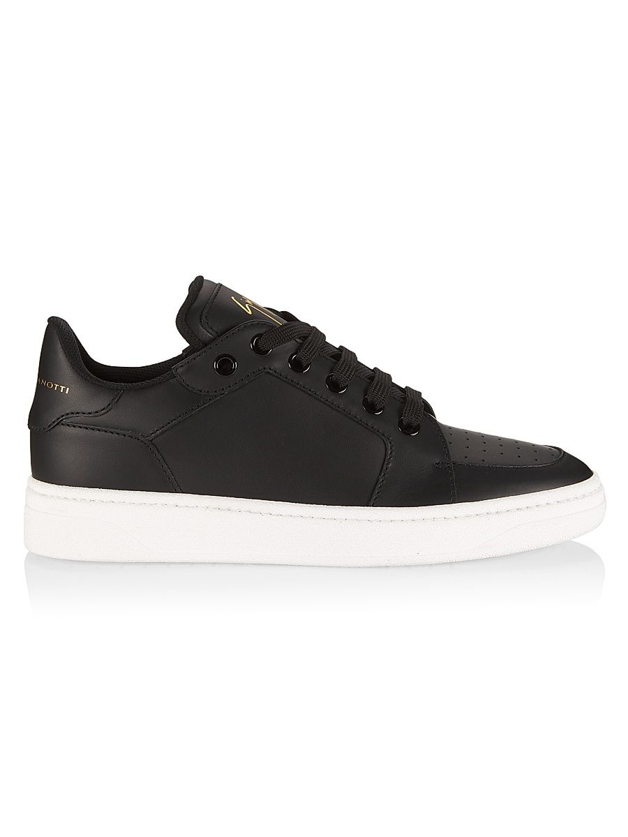 Men's Low-Top Leather Sneakers - Nero - Size 11.5