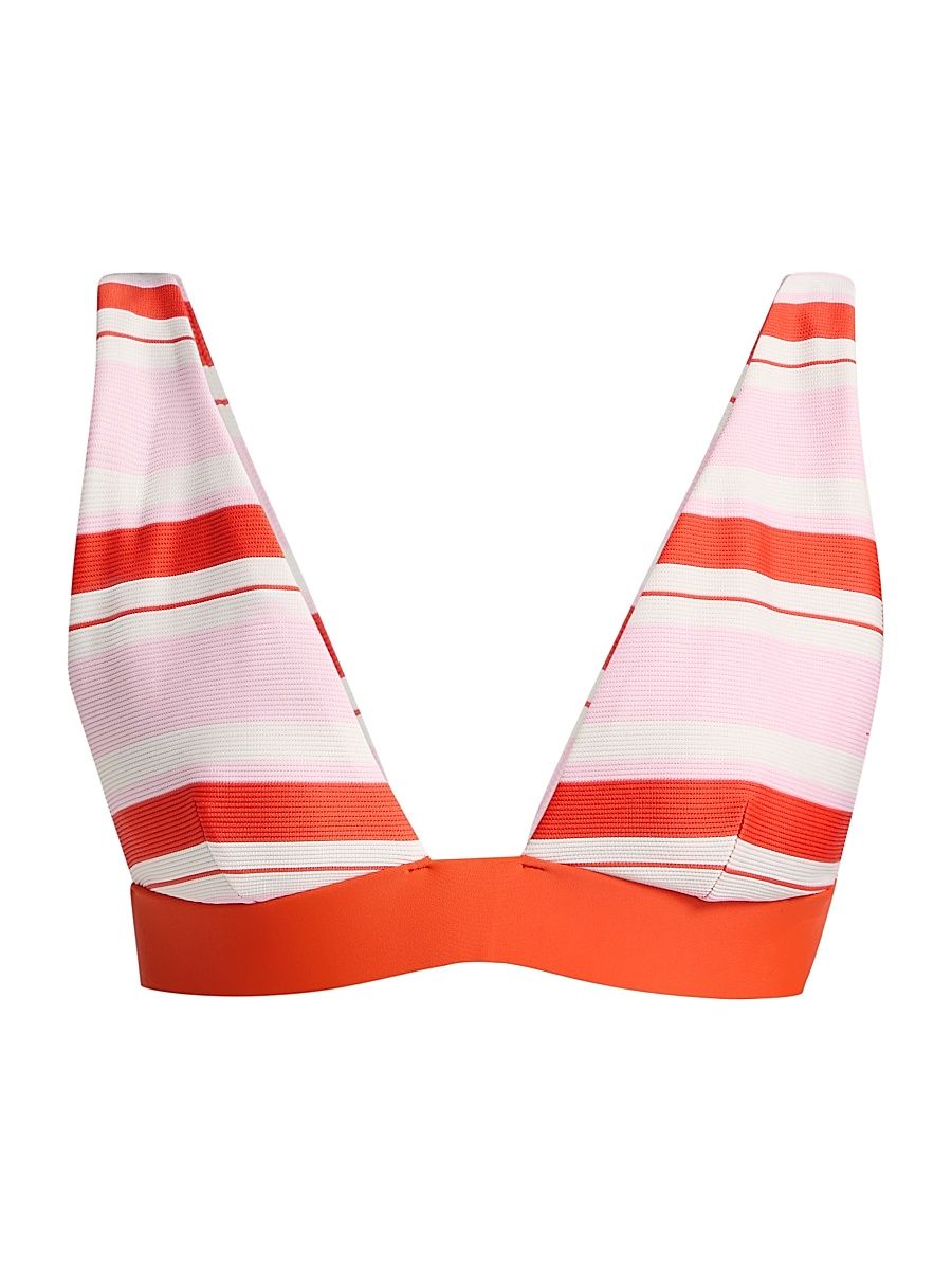 Women's Tillie Striped Triangle Bikini Top - Lobster Stripe - Size XS