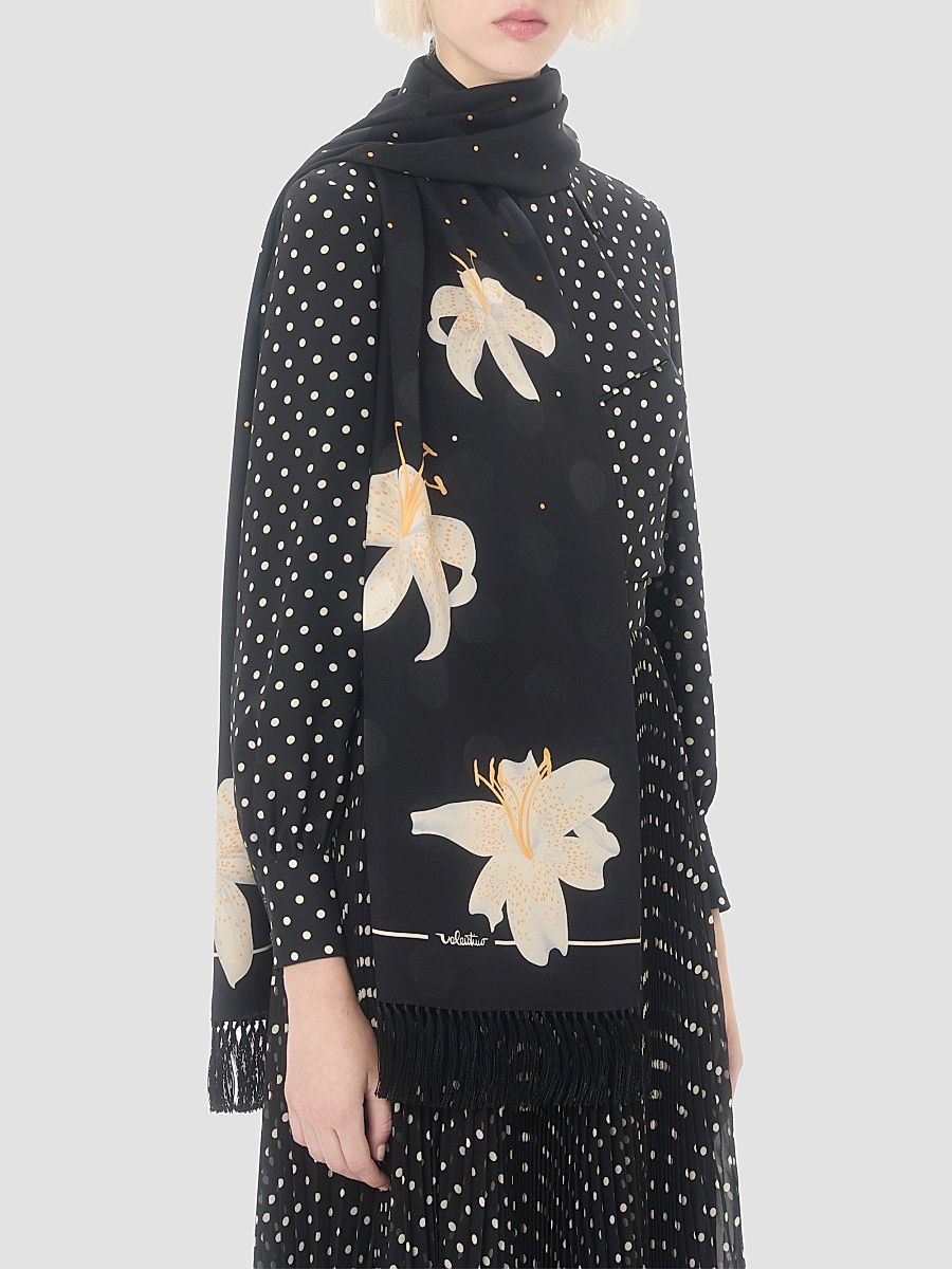 Women's Apres L'hiver Lilium Silk Scarf - Black Multi