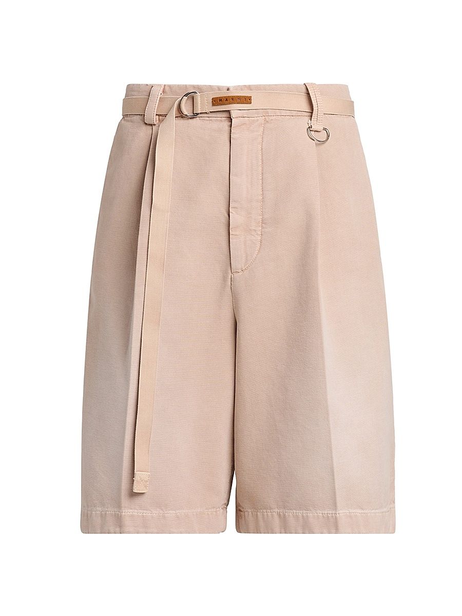 Men's Belted Cotton Bermuda Shorts - Cord - Size 36