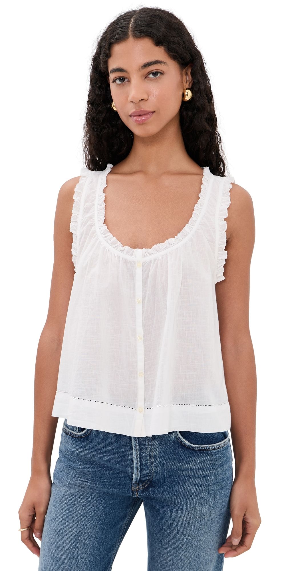 THE GREAT. The Vignette Top White 2