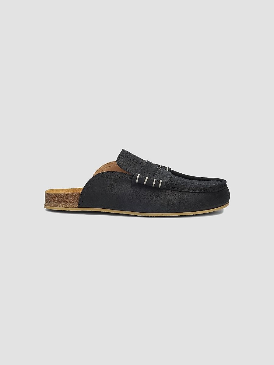 JW Anderson Men's Stitch Waxed Suede Loafers - Black - Size 13