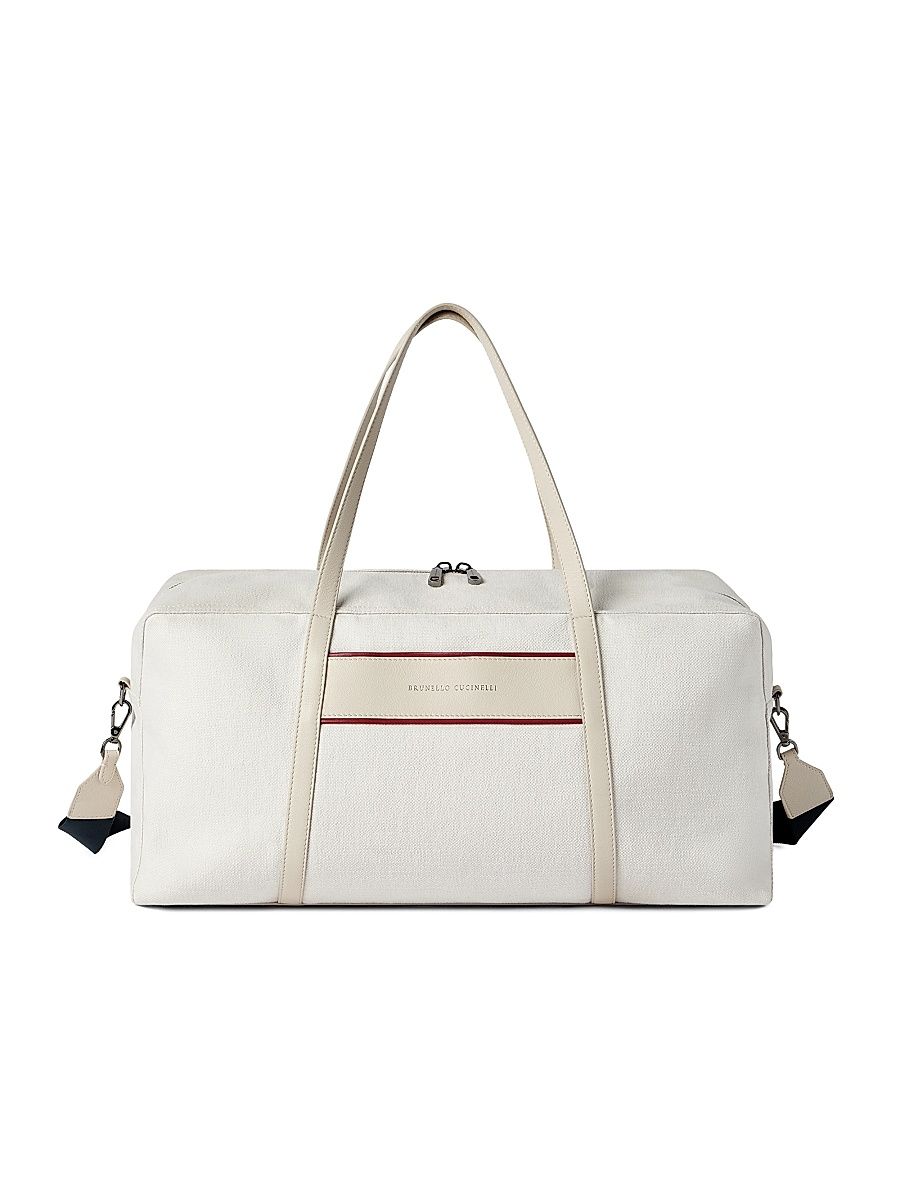 Women's Cotton and Linen Canvas Bag with Logo - Beige