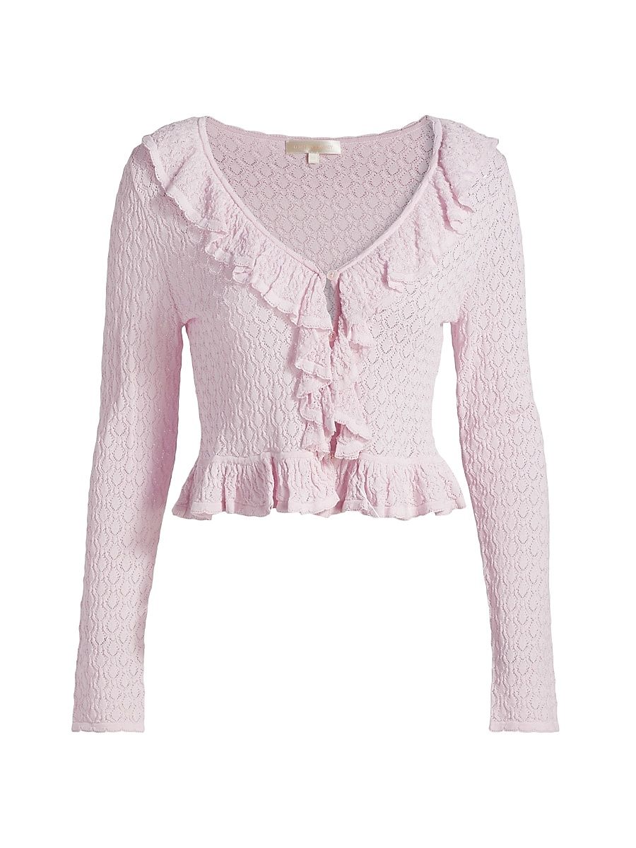 Women's Nilah Ruffled Cardigan - Lotus Petal - Size Large
