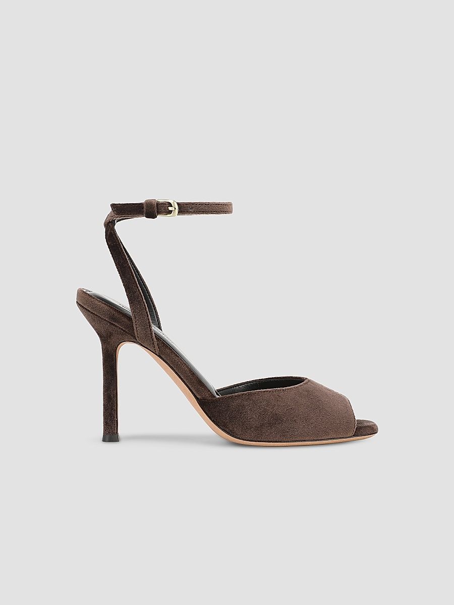 Women's Yasmine 95mm Velvet Sandals - Coffee Bean - Size 11
