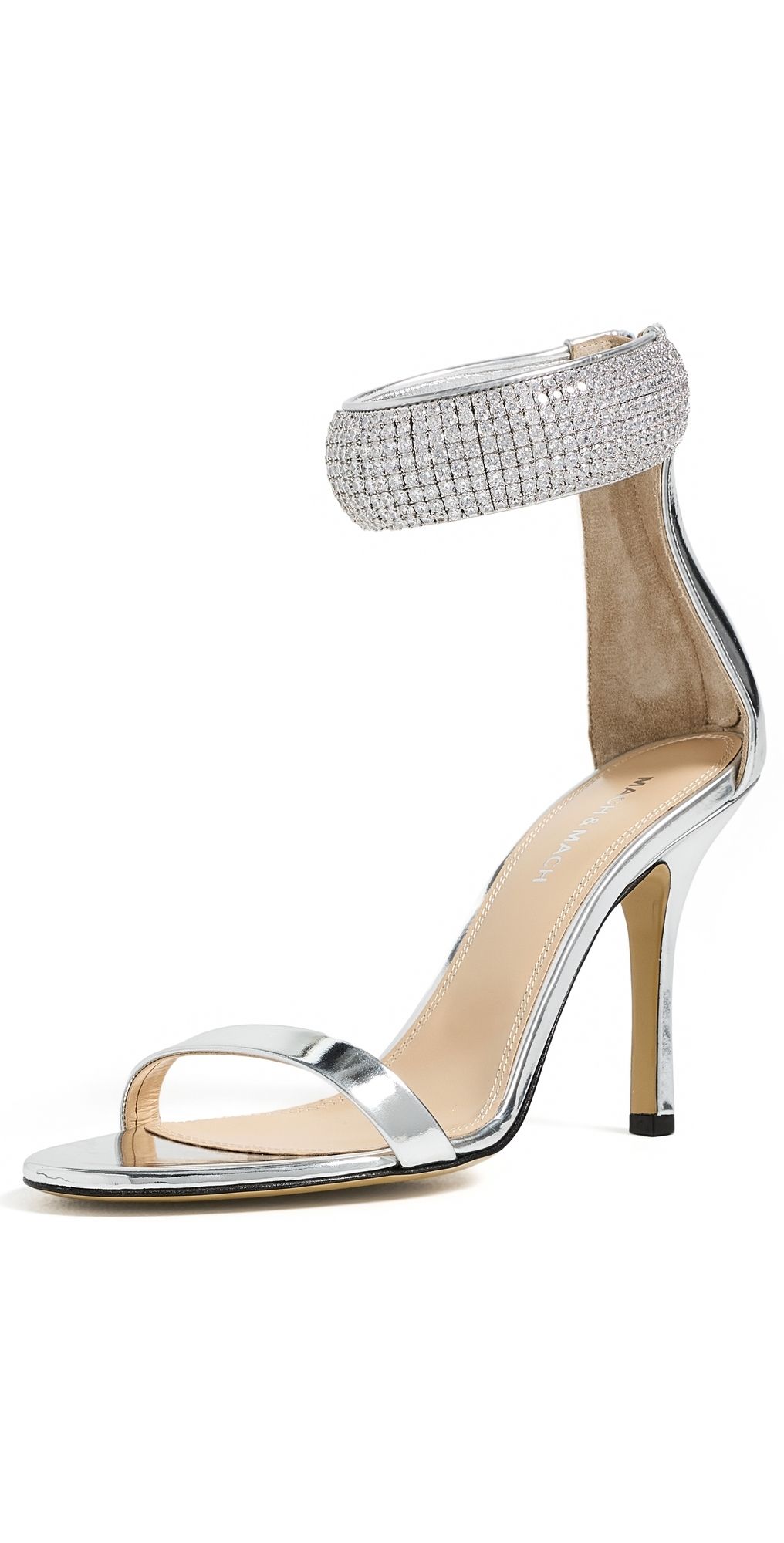 MACH & MACH She's a Lady Zircon Gioello Leather Sandals Silver 36