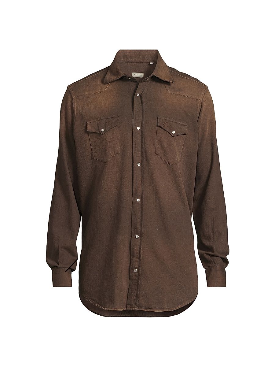 Men's Texas Cotton Shirt - Light Brown - Size 16