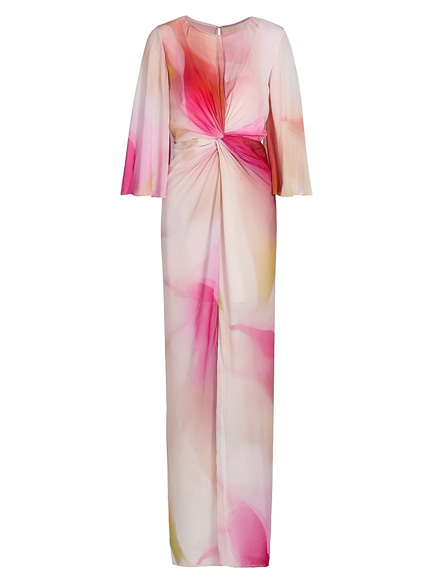 Women's Dyed Twist Chiffon Gown - Pink Multi - Size 0