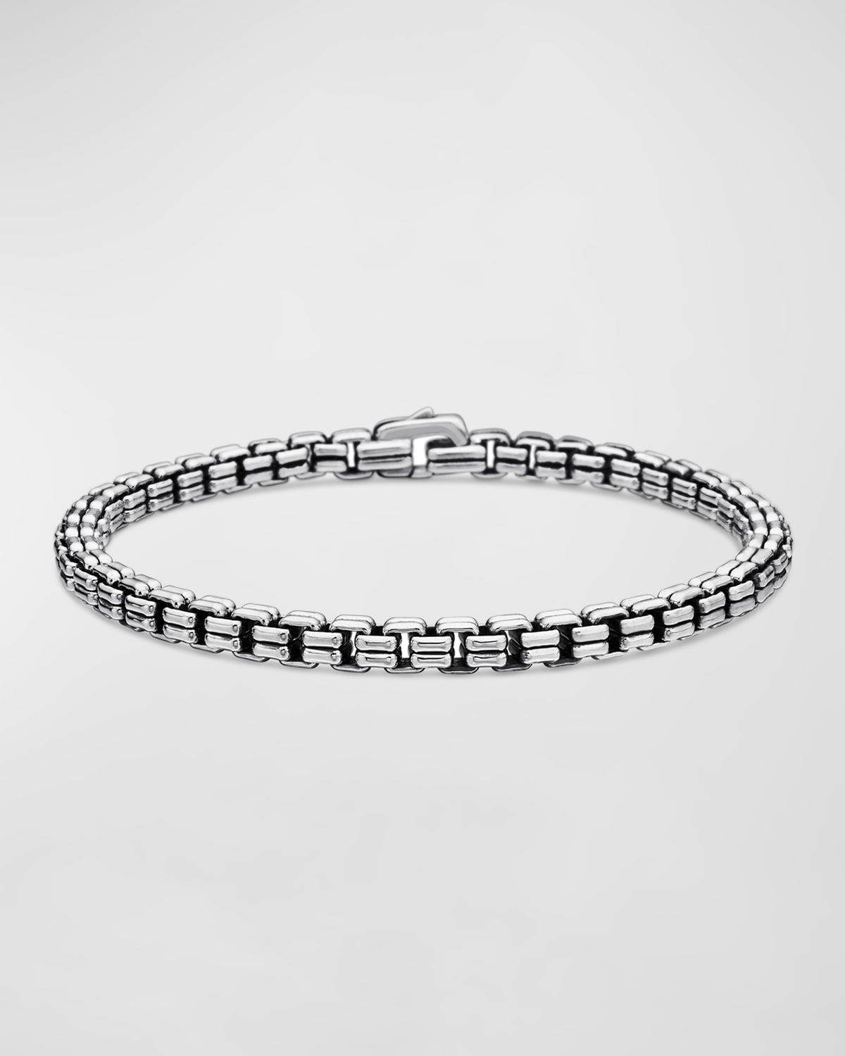 Men & apos;s Double Box Chain Bracelet in Silver, 4mm