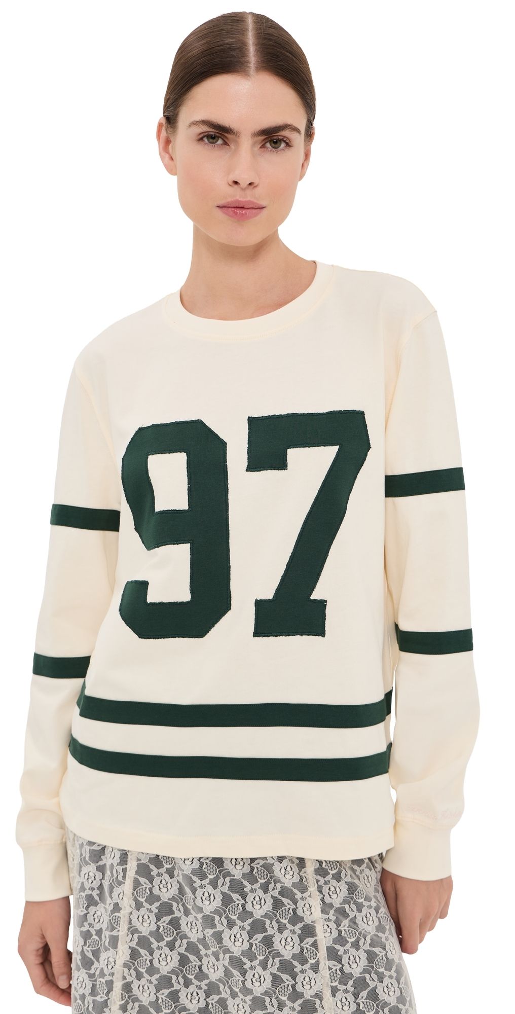Tanner Fletcher Flynn "97" Varsity Long Sleeve Tee Ivory/Green S