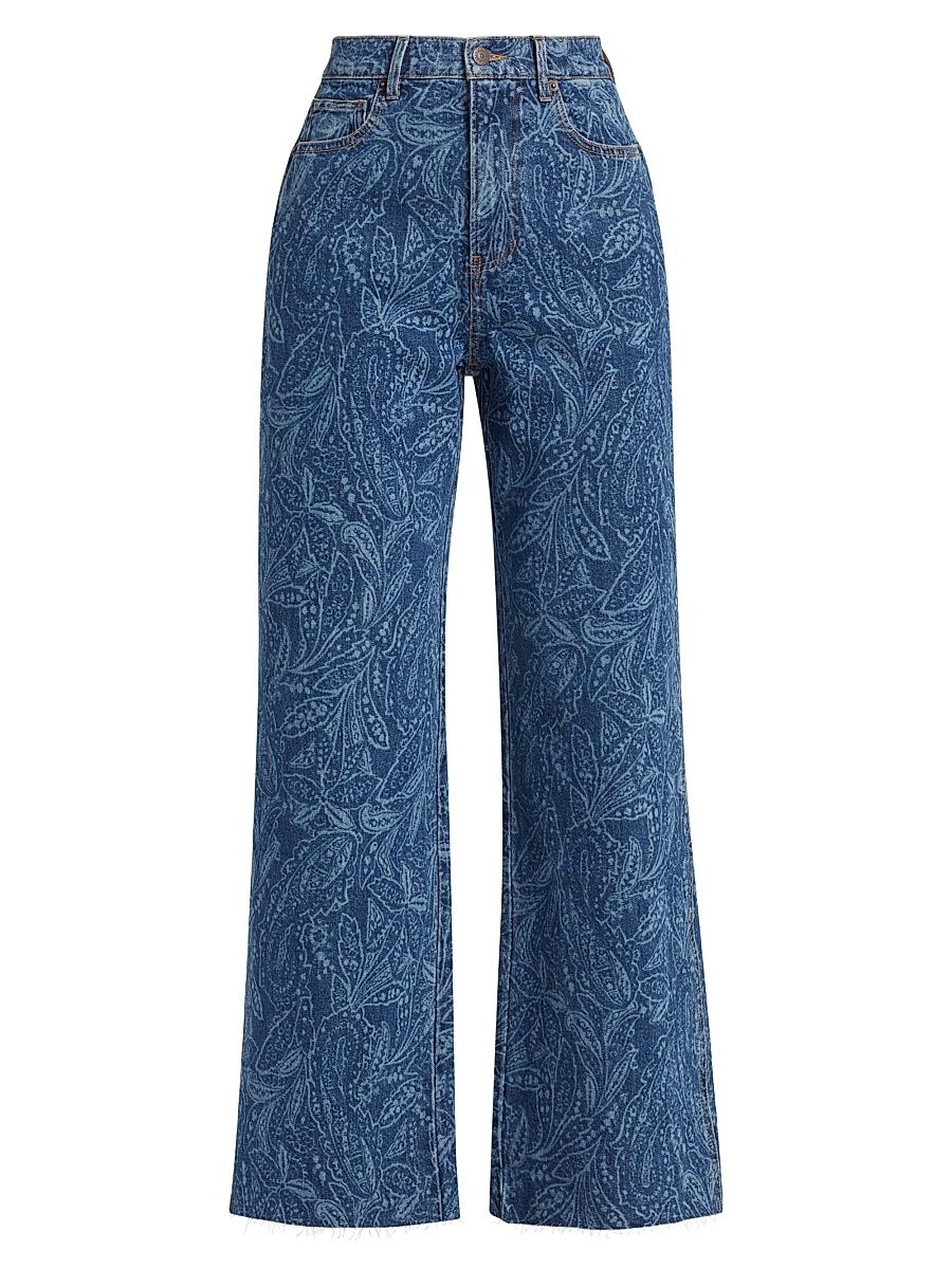 Women's Taylor High-Rise Wide-Leg Jeans - Atlantic Paisley - Size 29