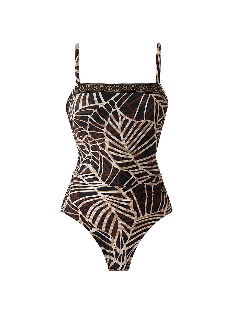 Women's Lets Be Fronds Kara Floral Swimsuit - Black Multi - Size 16