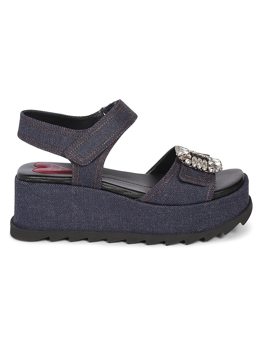 Women's Slidy Viv' Denim Wedge Sandals - Galassia - Size 6