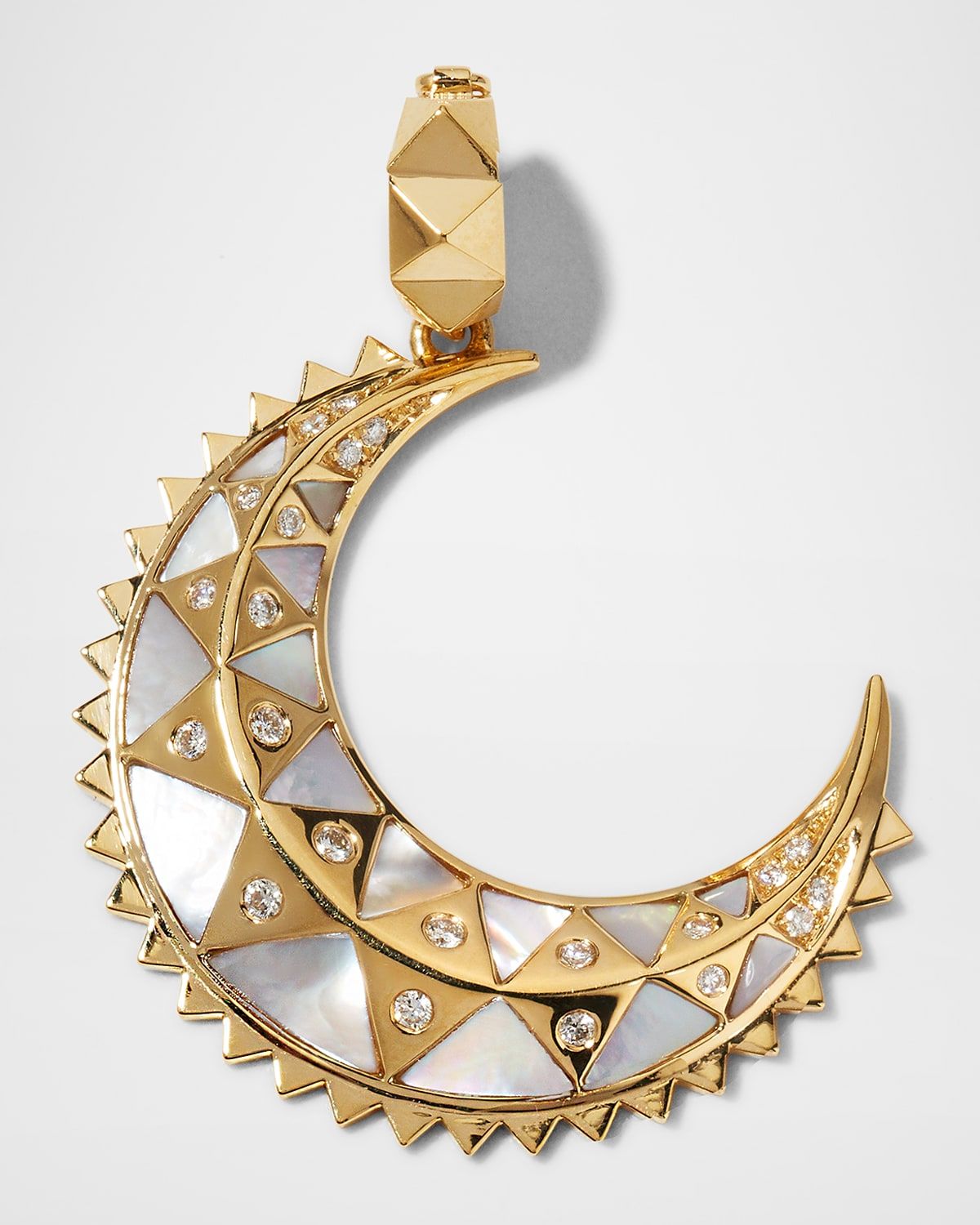 18k Iridescent Mini Crescent Moon Pendant