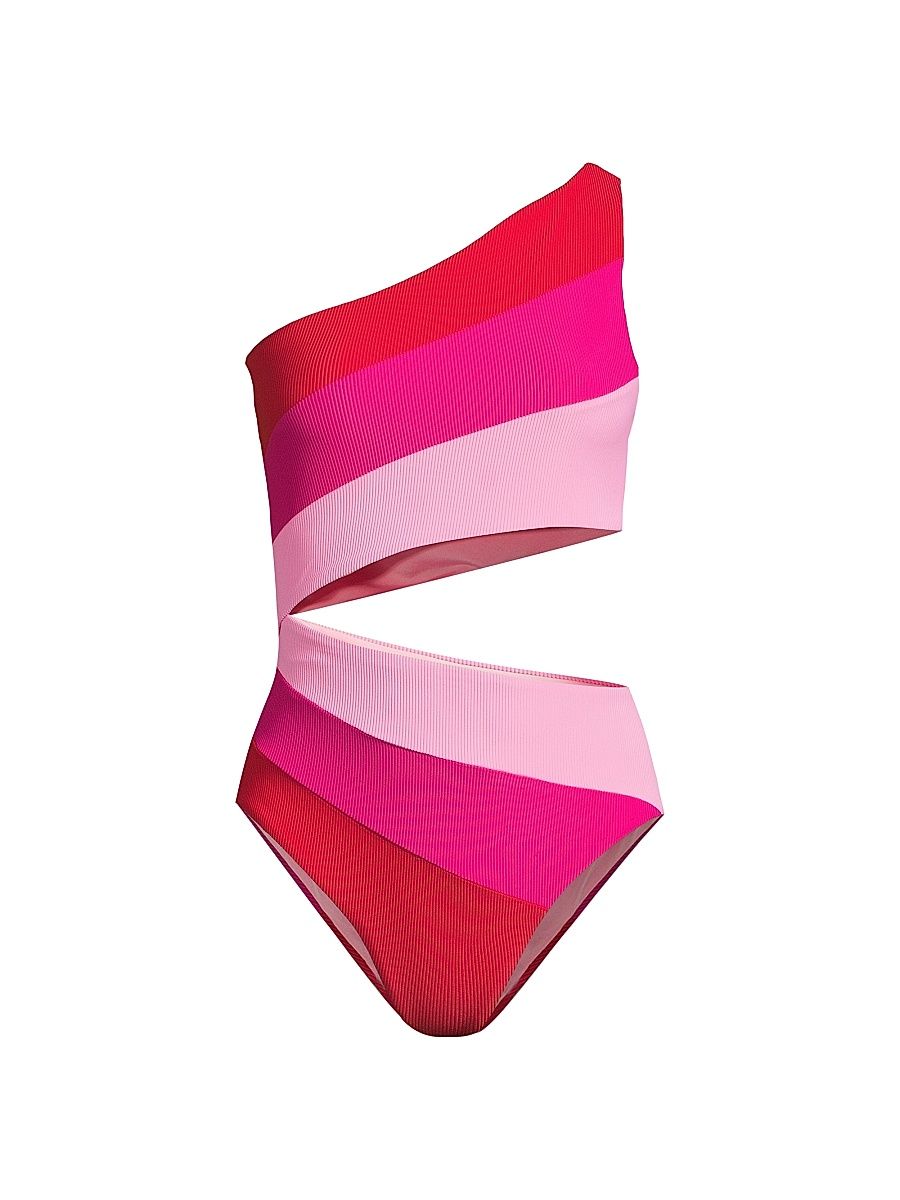Women's Joyce Colorblocked Cut-Out One-Piece Swimsuit - Gumdrop Colorblock - Size Large