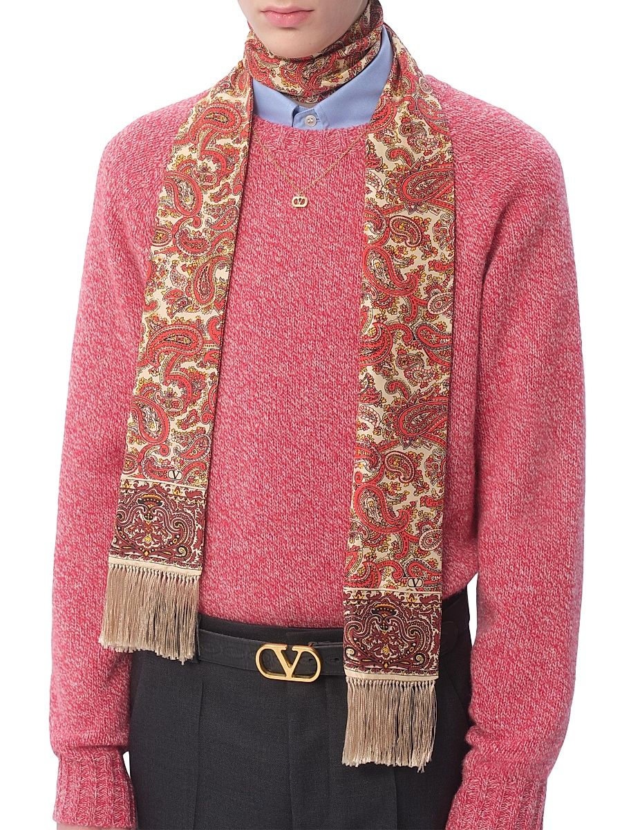 Men's Voyage Imaginaire Silk Bandeau Scarf with Fringe - Multicolored