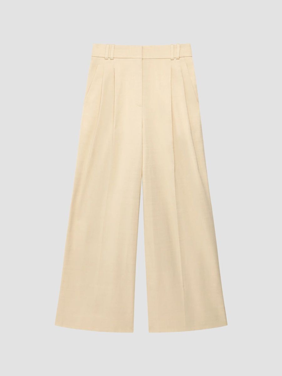 Another Tomorrow Women's Pleated Trouser - Sand - Size 0