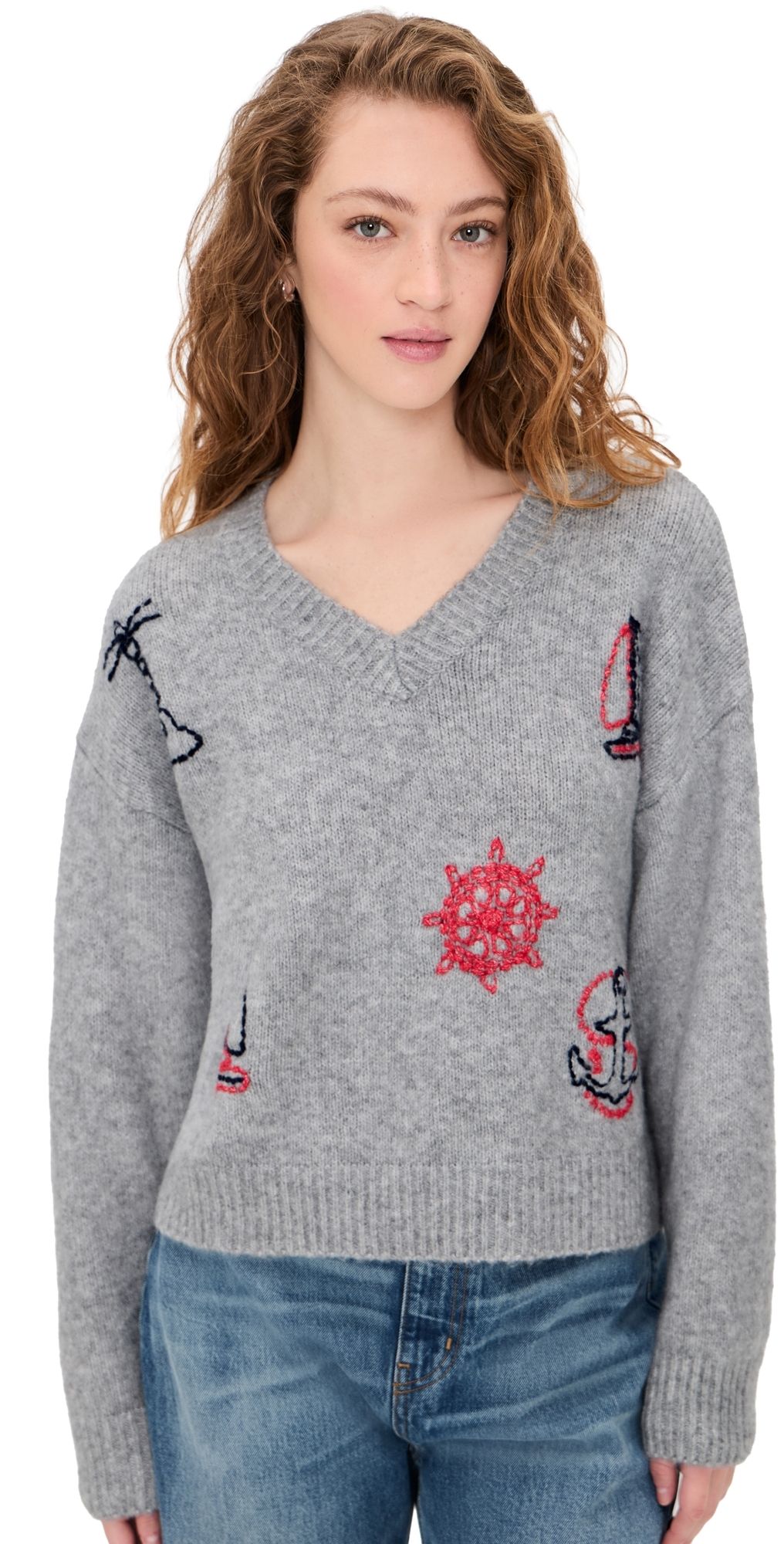 Bailey Rose Nautical Sweater Heather Grey M