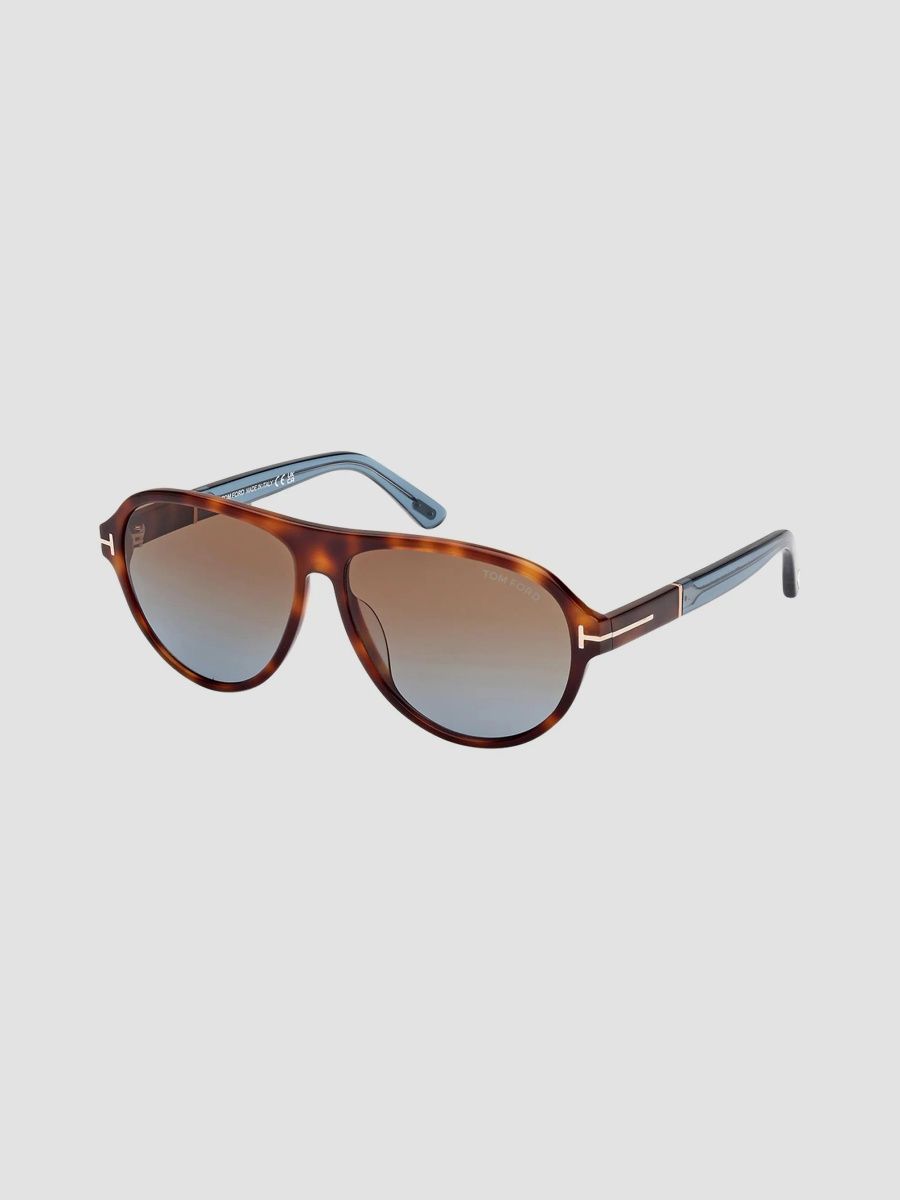 TOM FORD Men's Quincy Pilot Sunglasses - Shiny Havana Gradient Brown