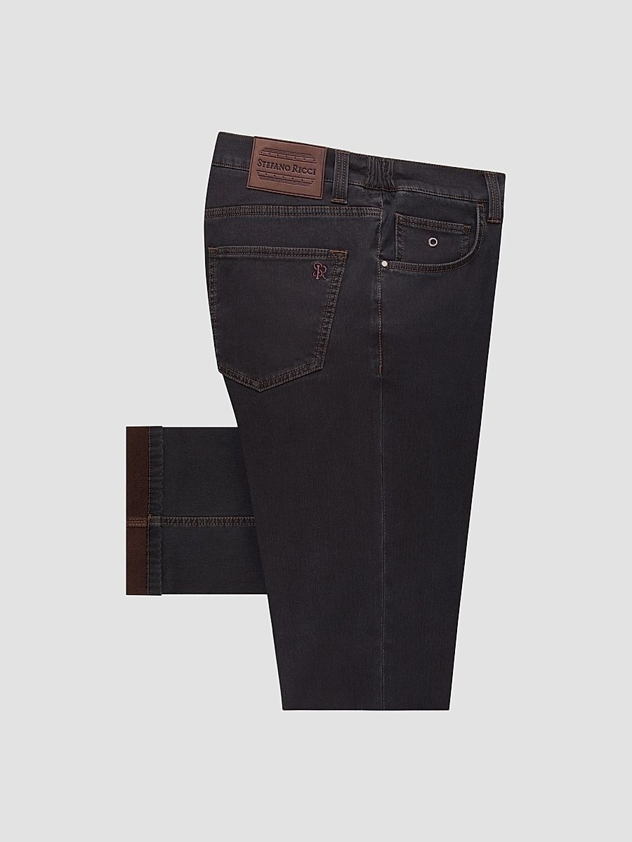 Stefano Ricci Men's Cotton Blend Tapered Jeans - Black