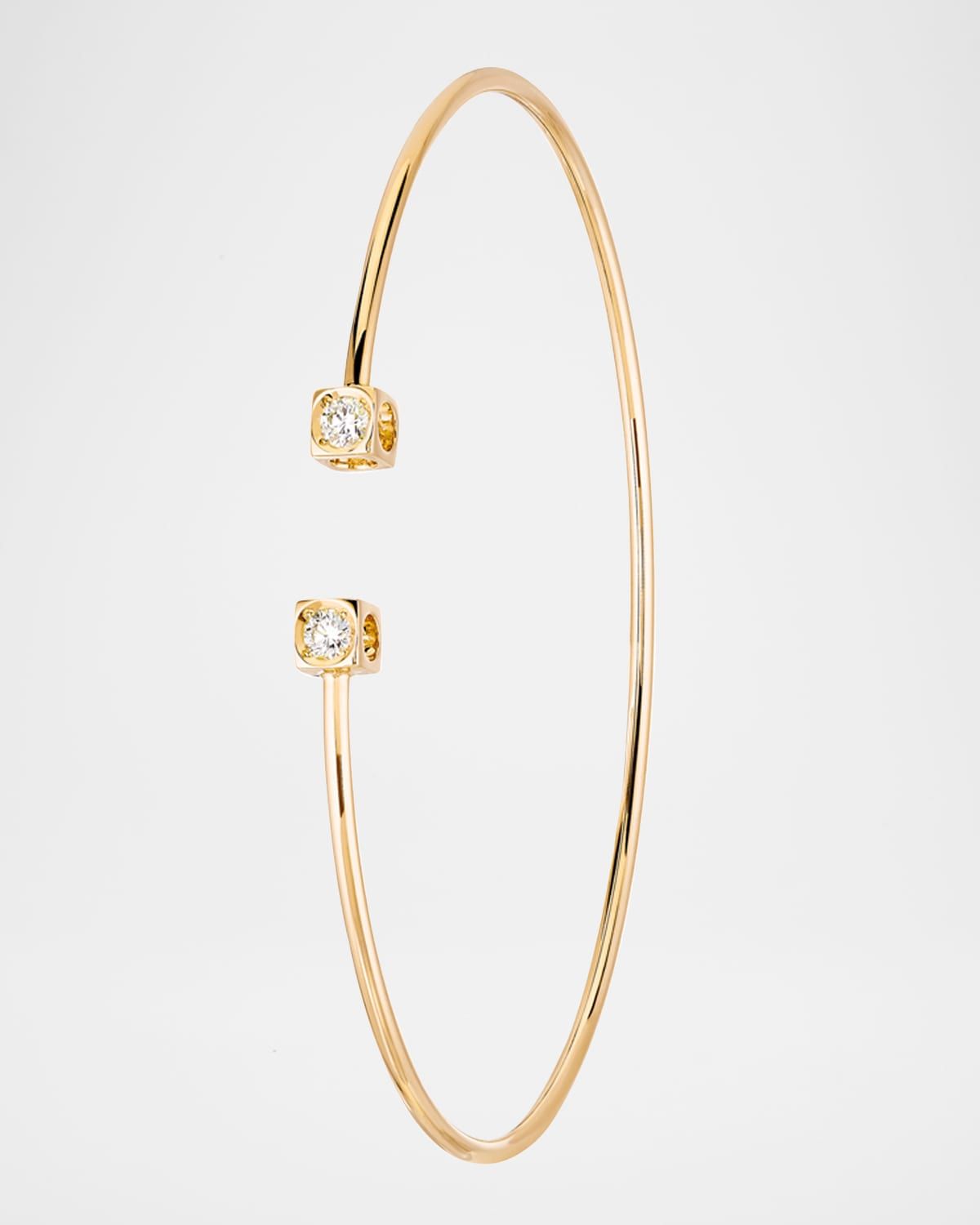 Yellow Gold Le Cube Small Diamond Accent Cuff Bracelet