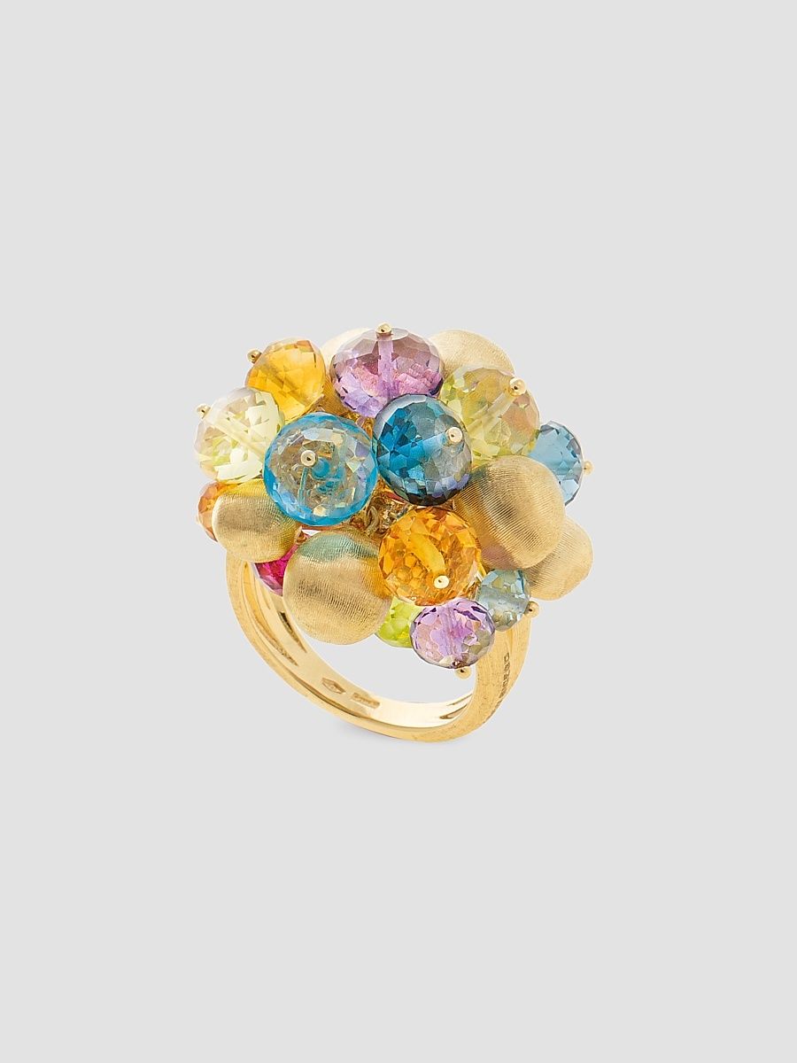 Women's Africa 18K Yellow Gold & Multicolor Gemstone Cluster Ring - Gold - Size 7