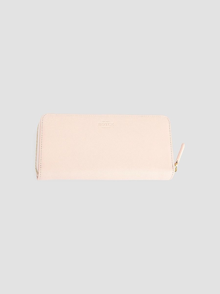 Royce New York Women's RFID-Blocking Zip-Around Leather Wallet - Light Pink