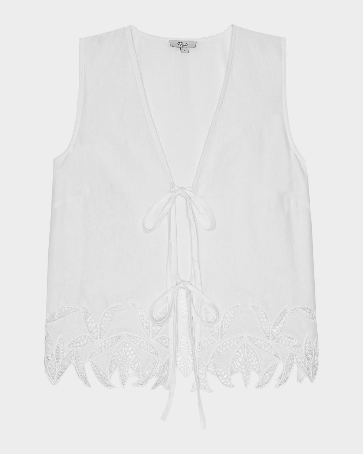 Oregon Embroidered Sleeveless Tie-Front Blouse