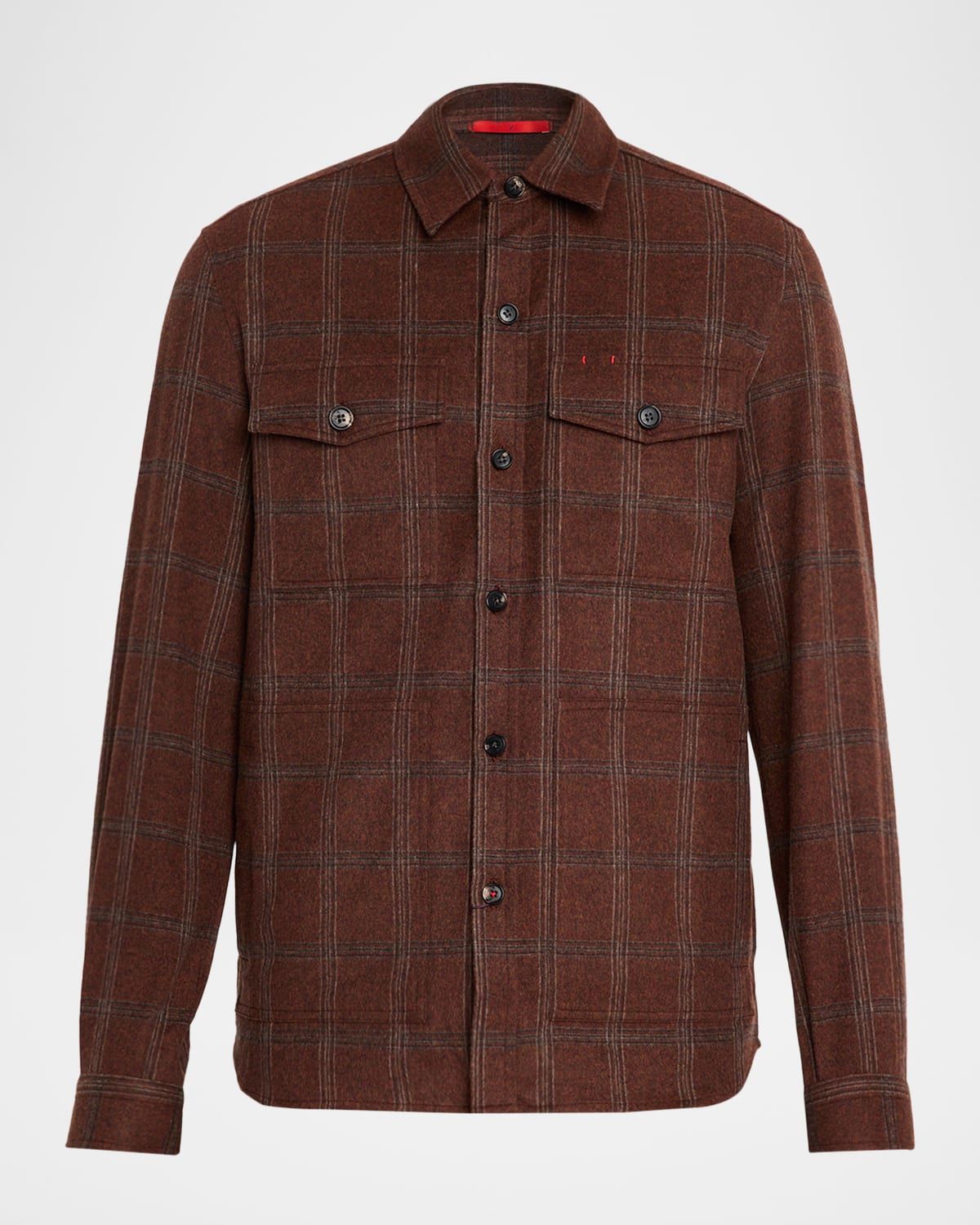 Men & apos;s Wool and Cashmere Windowpane Check Overshirt