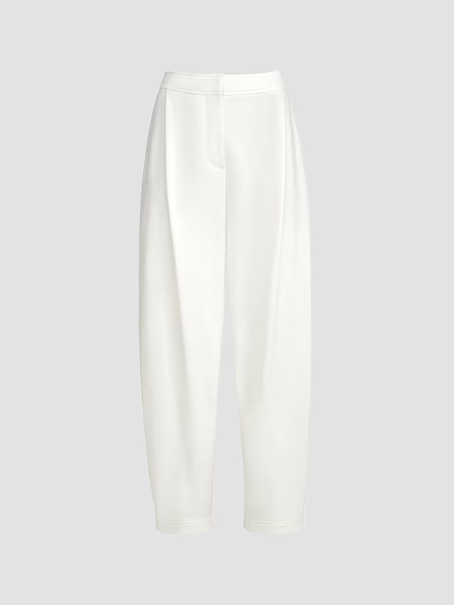 Women's Cotton Smooth French Terry Pleated Track Trousers - White - Size XXL