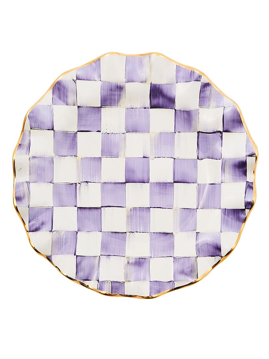 Check Fluted Ceramic Dinner Plate