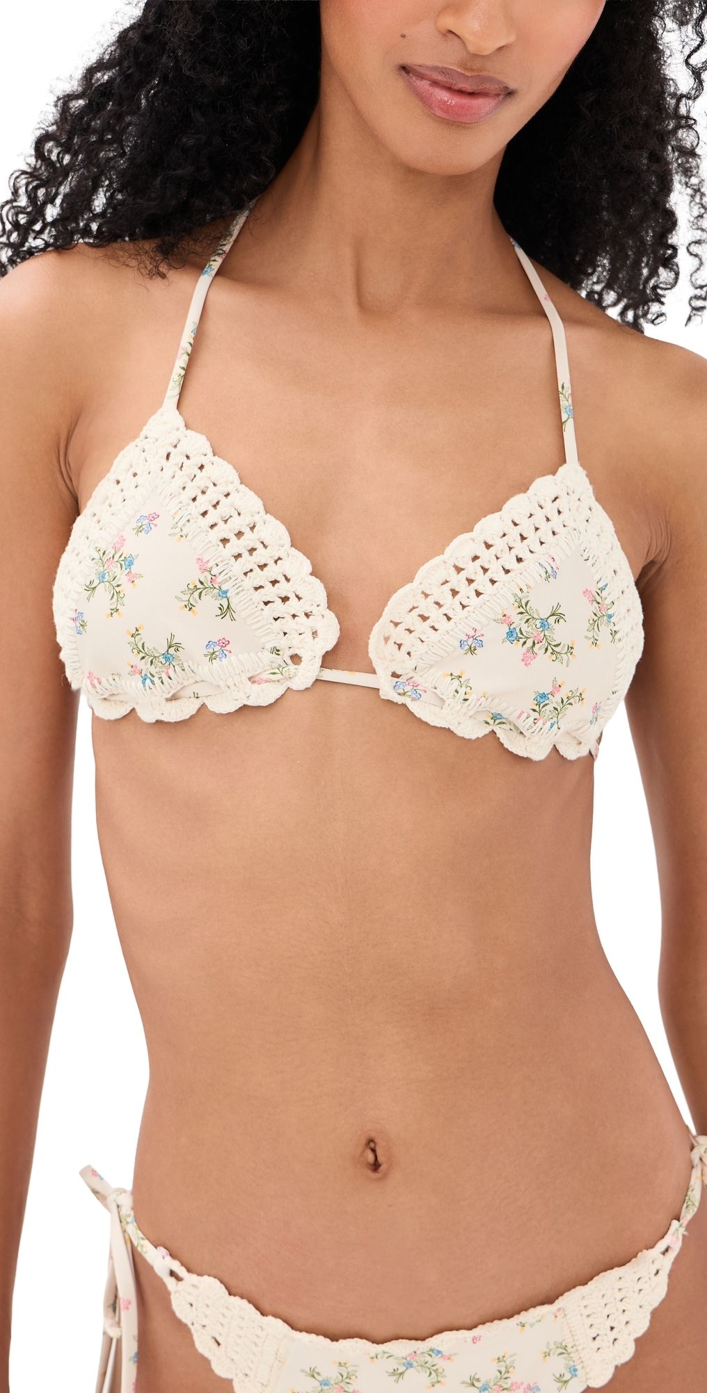 Agua Bendita Bea Handmade Crochet Triangle Top Multicolor XS