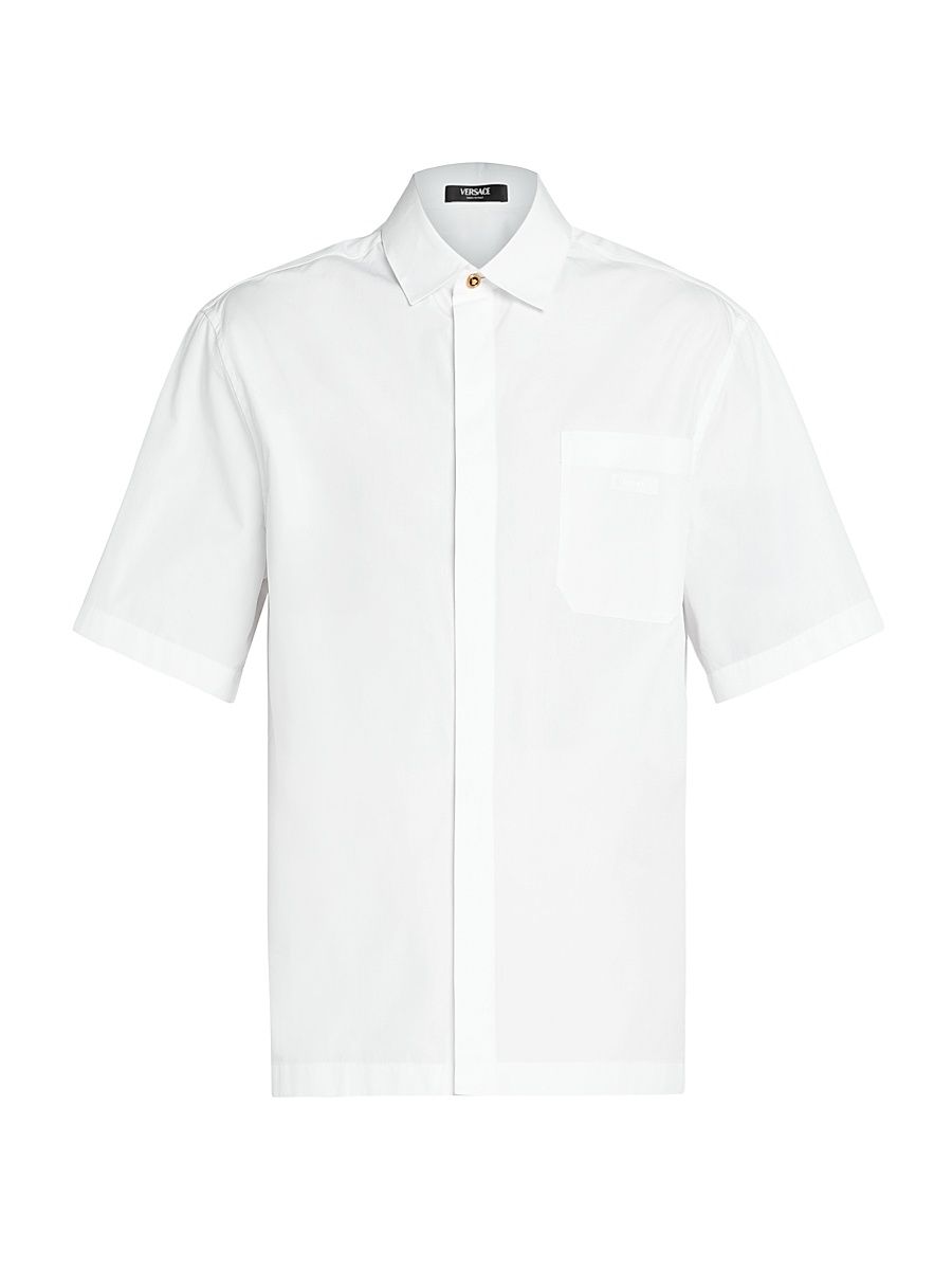 Men's Medusa Cotton Button-Front Shirt - Optical White - Size 46