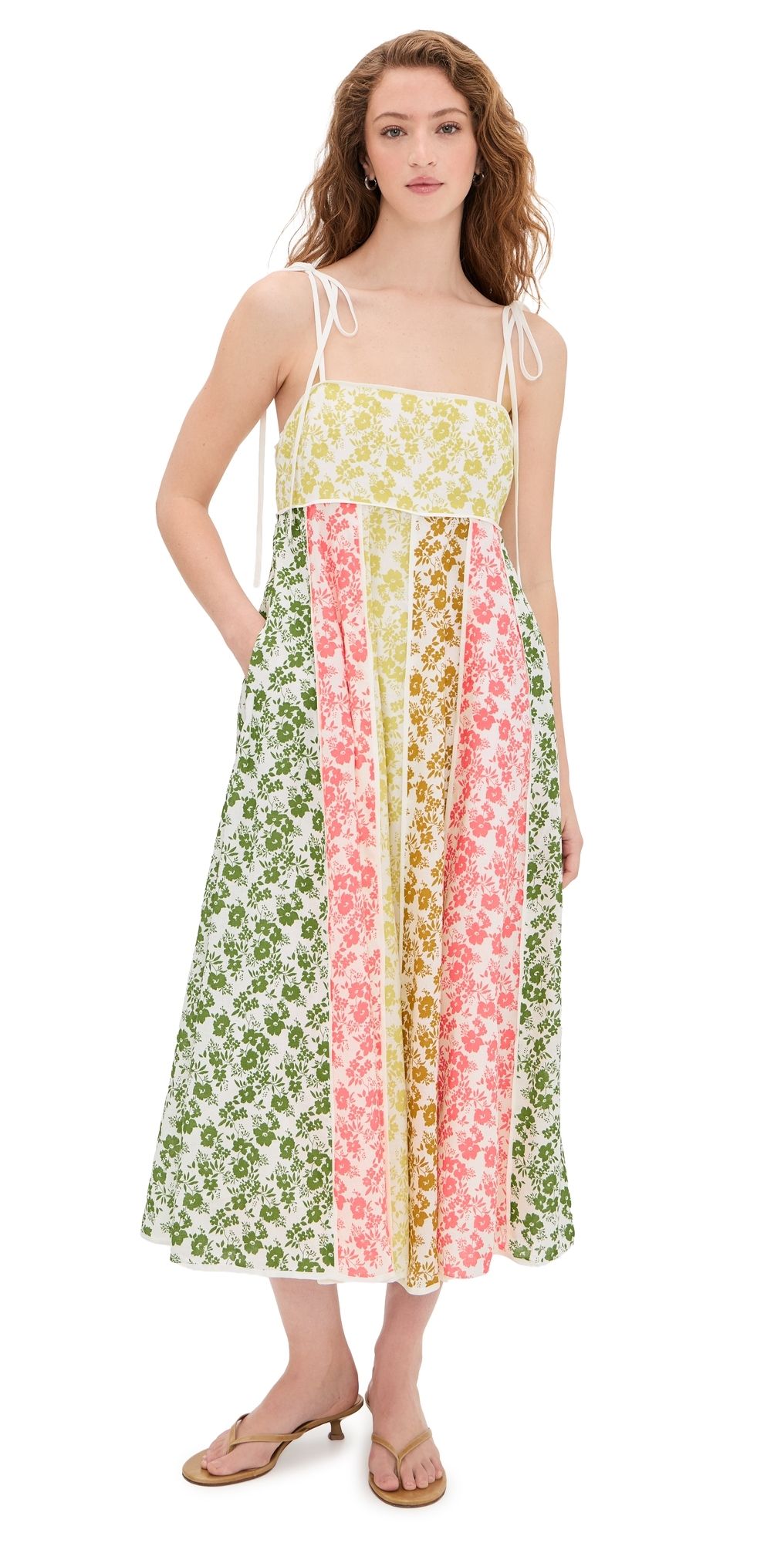 English Factory Colorblock Printed Midi Dress Multi M