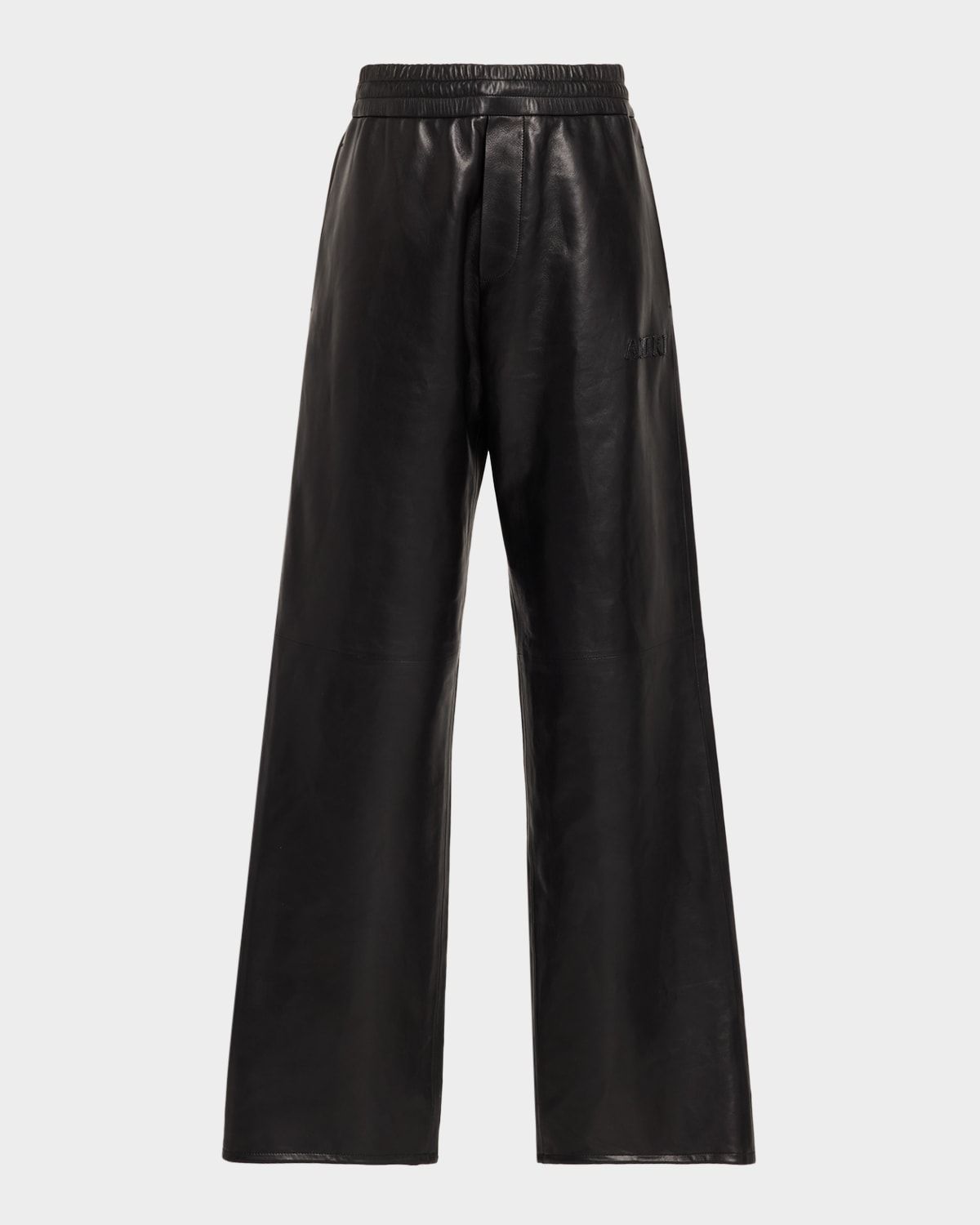 Men & apos;s Leather Wide-Leg Track Pants