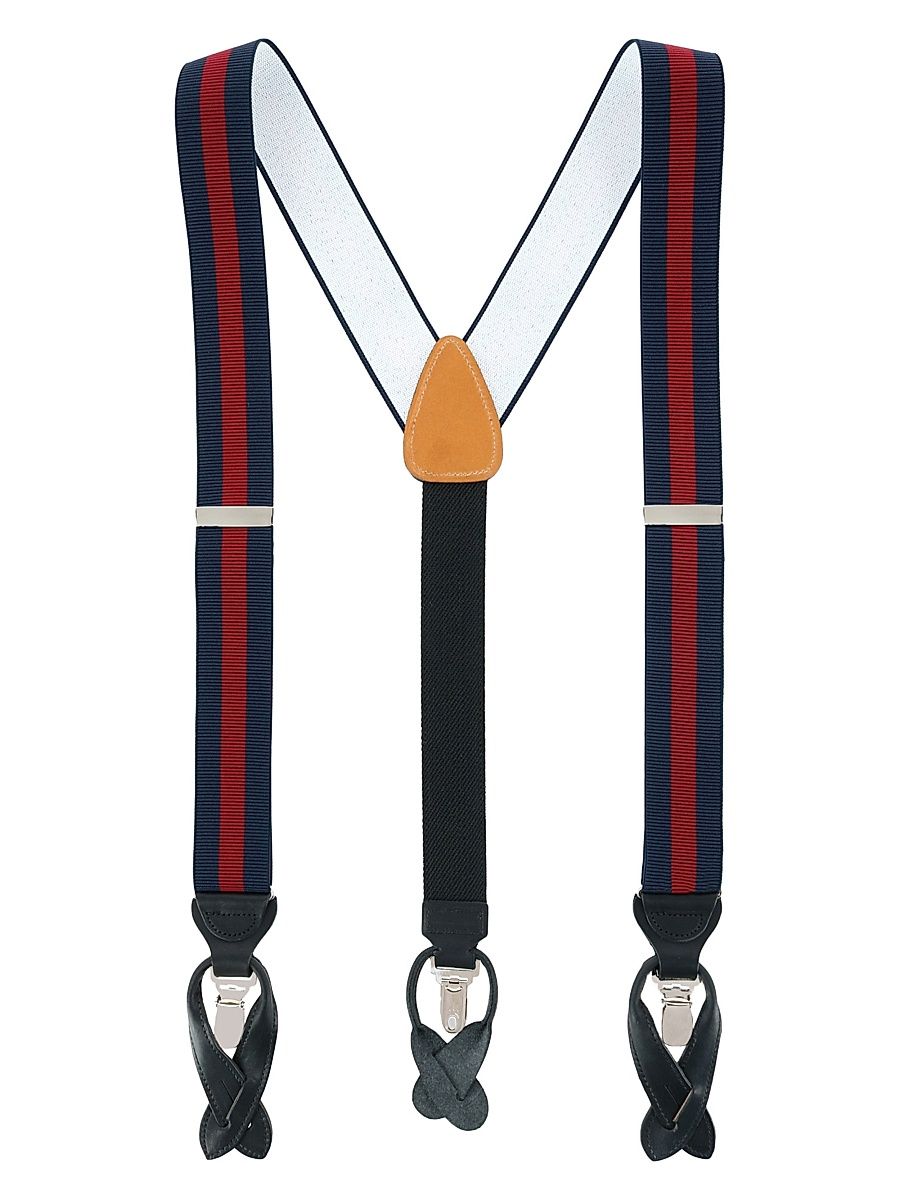 Men's Oliver Convertible Striped Suspenders - Navy