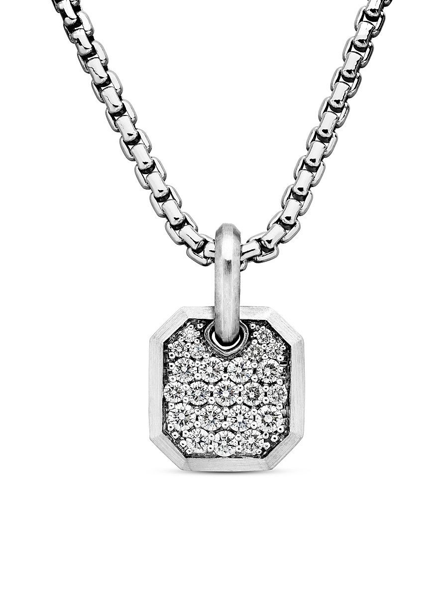 Men's Roman Amulet in 18K White Gold - Diamond